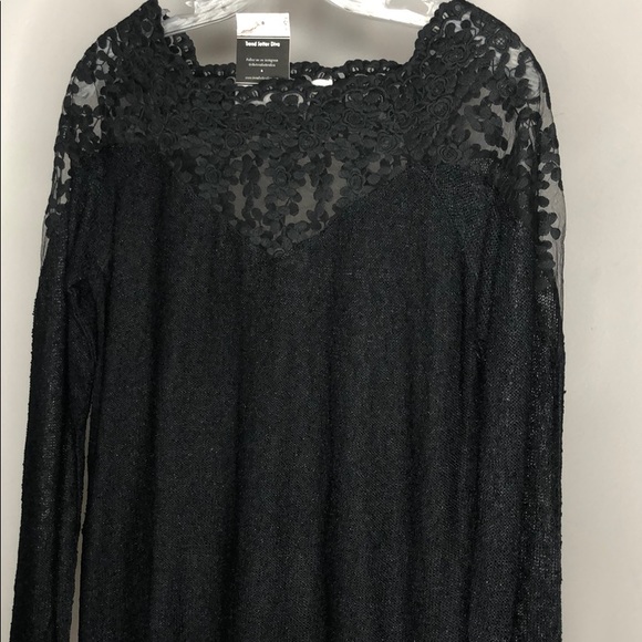 BLACK LACE & KNIT TOP - Picture 3 of 6